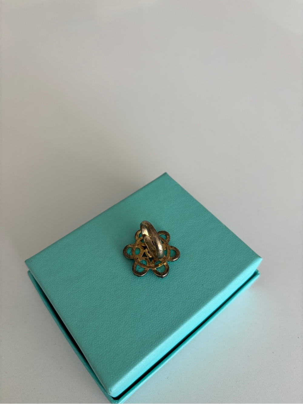 Turquoise Flower Statement Ring - Women Jewelry Size 6 - Picture 5 of 5